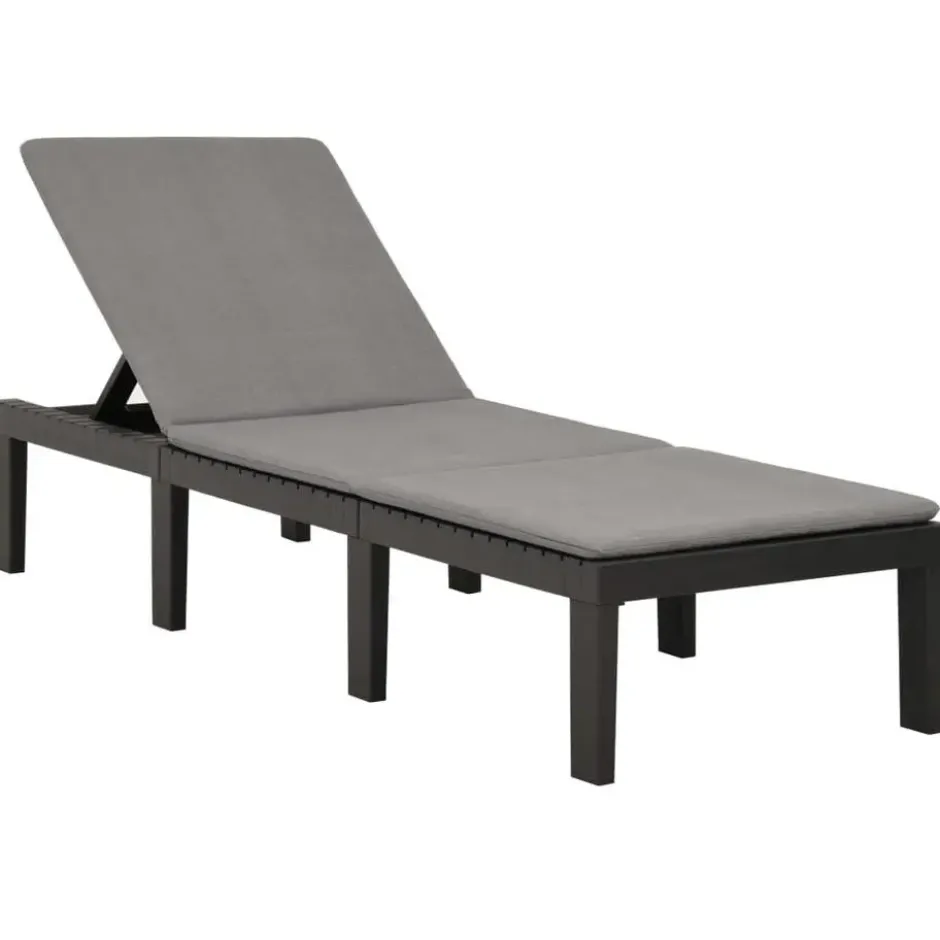 vidaXL - Ligstoel - Antraciet - Kunststof
