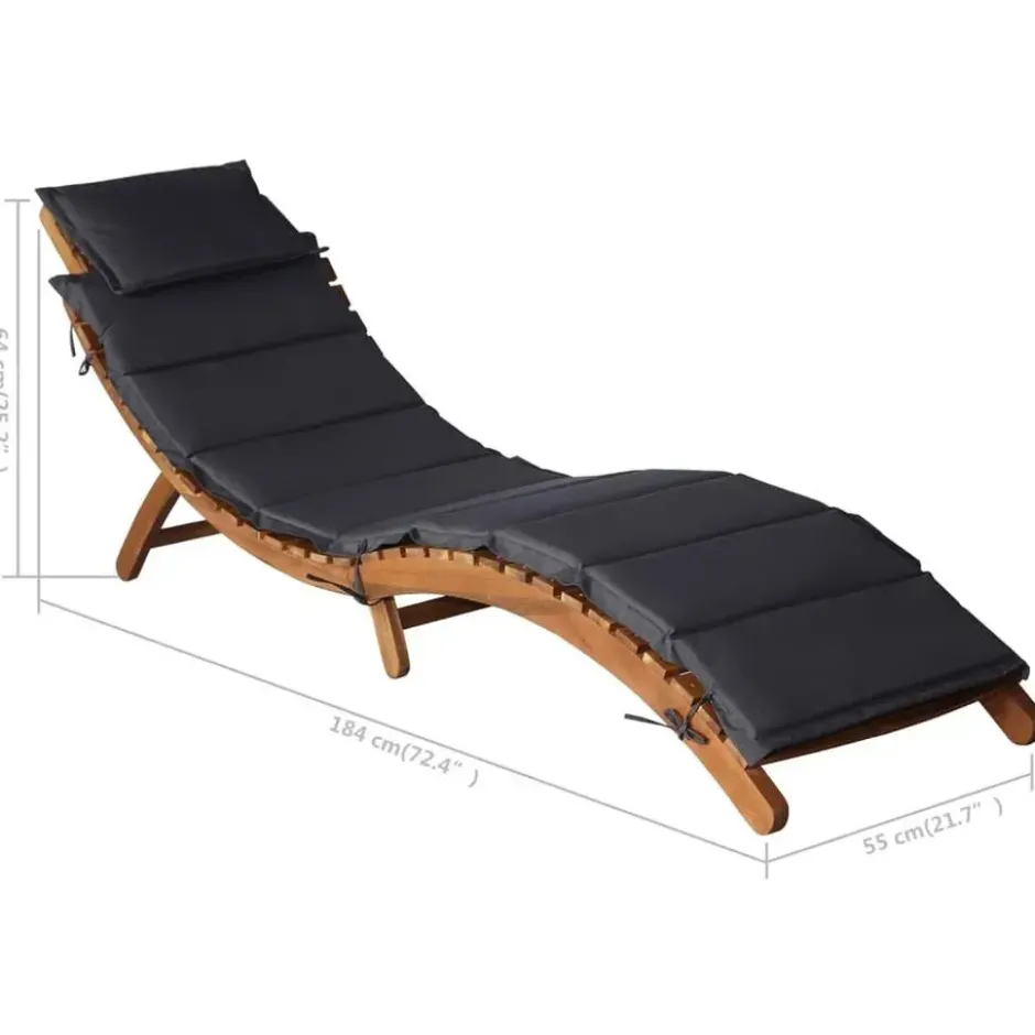 vidaXL - Ligstoel - Grijs - Hout