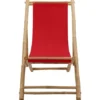 vidaXL - Ligstoel - Rood - Bamboe en canvas