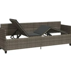 vidaXL - loungebank - Grijs - Poly rattan