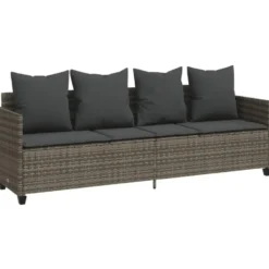 vidaXL - loungebank - Grijs - Poly rattan