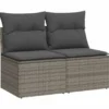 vidaXL Loungebank 2 zits met kussens poly rattan - Grijs 110x62x69 cm