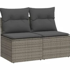 vidaXL Loungebank 2 zits met kussens poly rattan - Grijs 110x62x69 cm