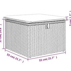vidaXL Loungebank 2 zits met kussens poly rattan - Grijs krukken 110x55x37 cm
