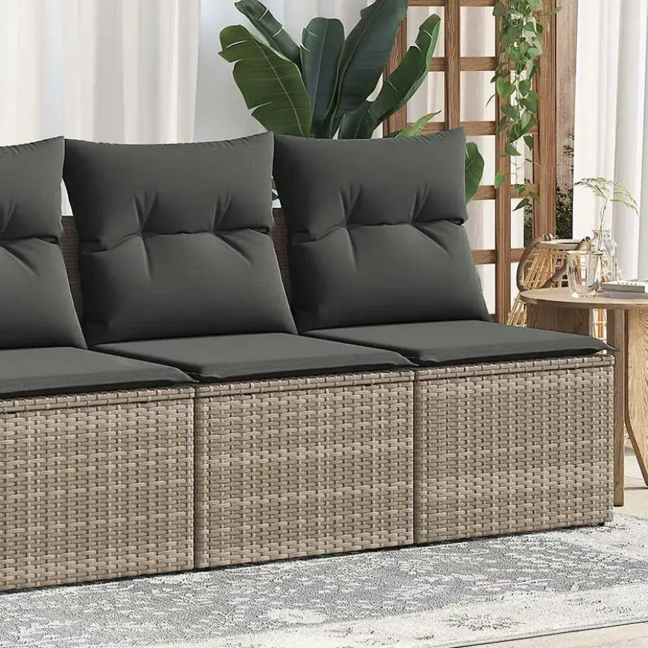 vidaXL Loungebank 2 zits met kussens poly rattan - Grijs - 110x62x69 cm