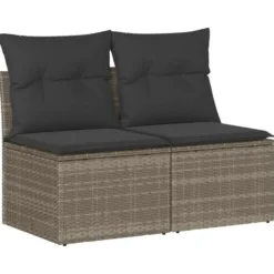 vidaXL Loungebank 2 zits met kussens poly rattan - Grijs - 110x62x69 cm