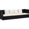 vidaXL - Loungebank - Zwart - Poly rattan