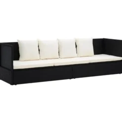 vidaXL - Loungebank - Zwart - Poly rattan