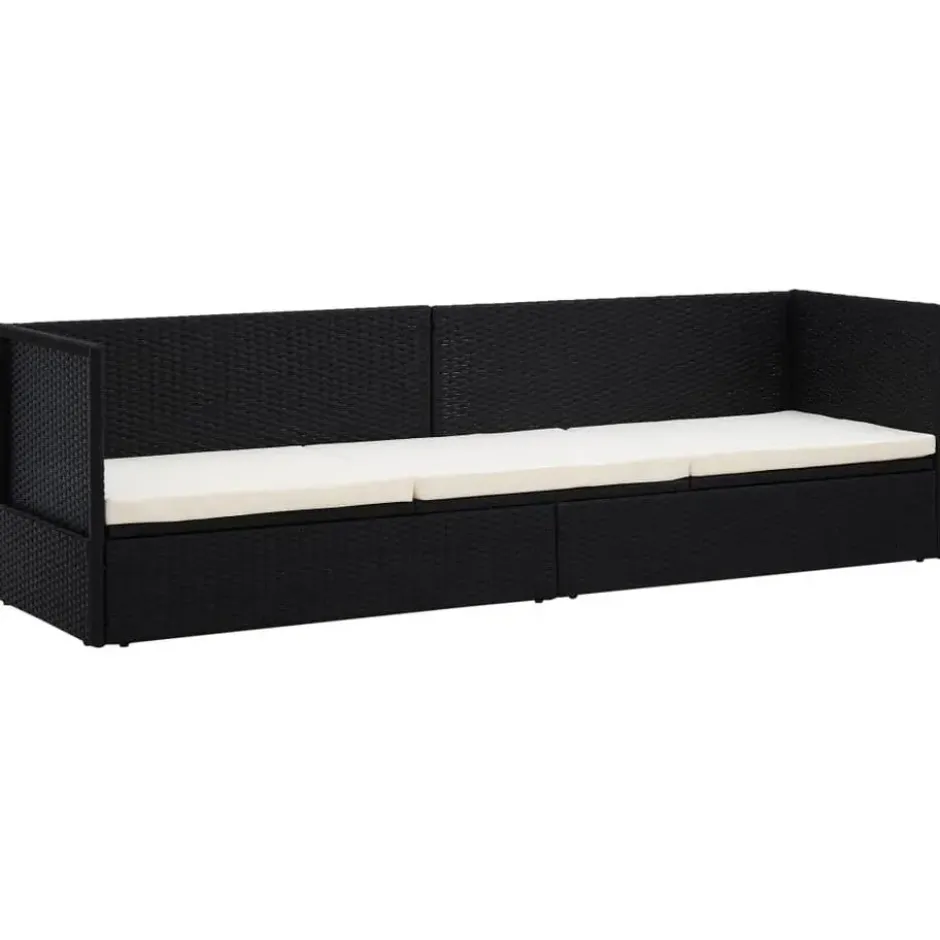 vidaXL - Loungebank - Zwart - Poly rattan