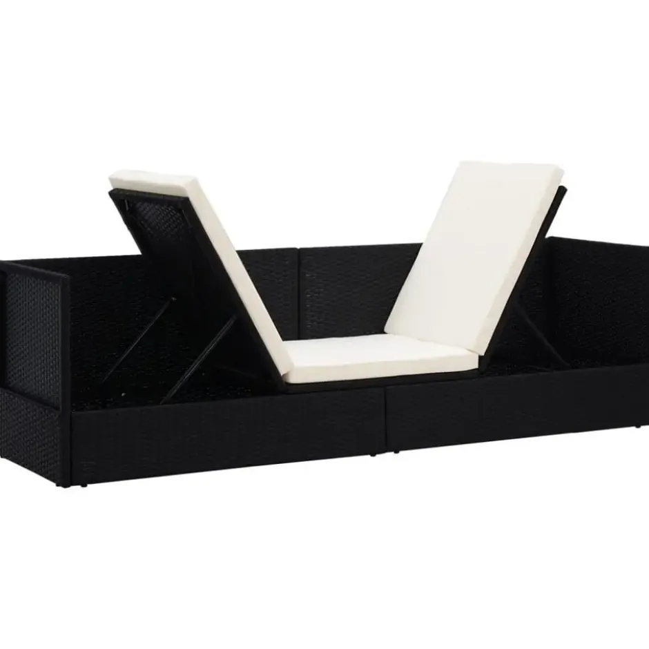 vidaXL - Loungebank - Zwart - Poly rattan