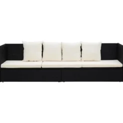 vidaXL - Loungebank - Zwart - Poly rattan