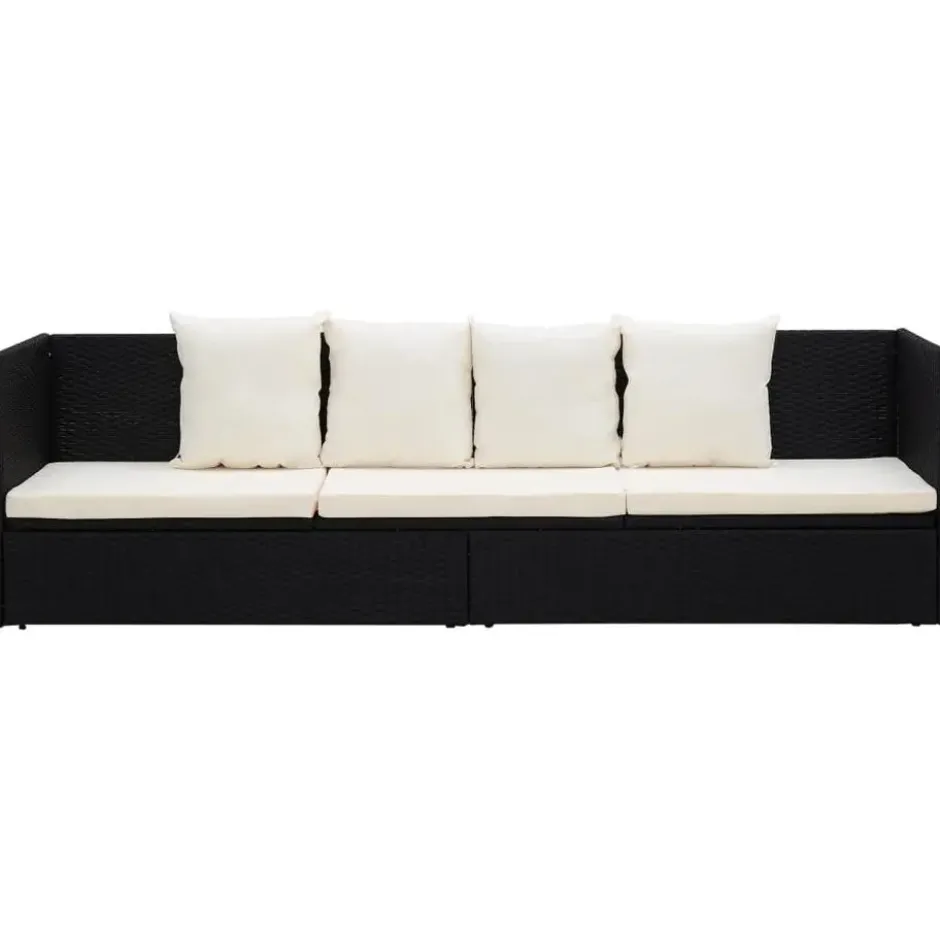vidaXL - Loungebank - Zwart - Poly rattan