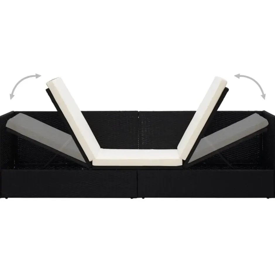 vidaXL - Loungebank - Zwart - Poly rattan