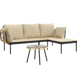vidaXL - Loungeset - Antraciet - Poly rattan - 3 stuks - Met kussens
