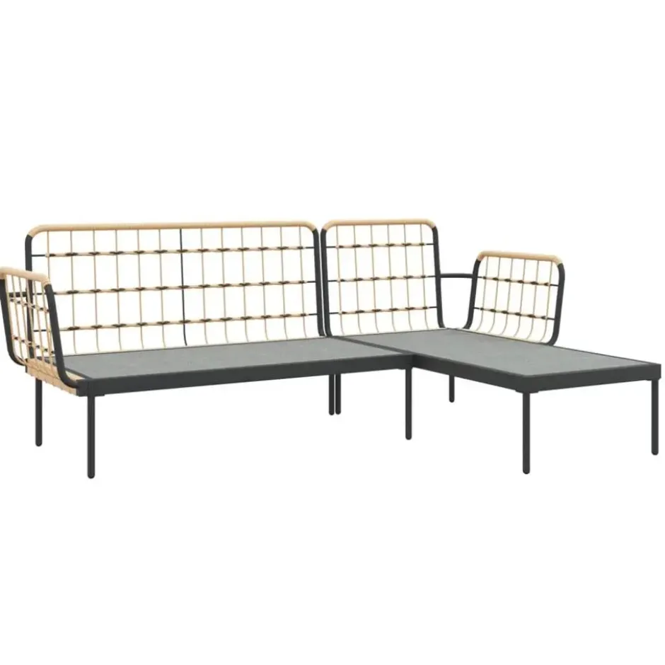 vidaXL - Loungeset - Antraciet - Poly rattan - 3 stuks - Met kussens