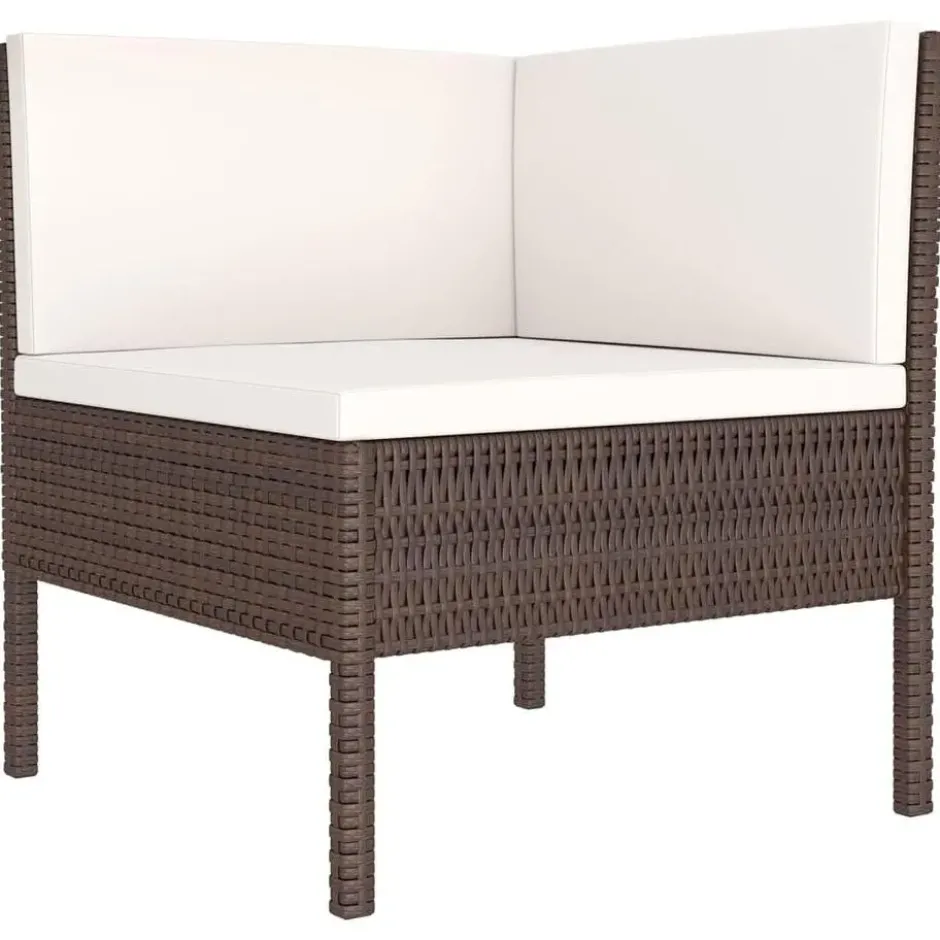 vidaXL - Loungeset - Bruin - Poly rattan - 6 stuks - Met kussens