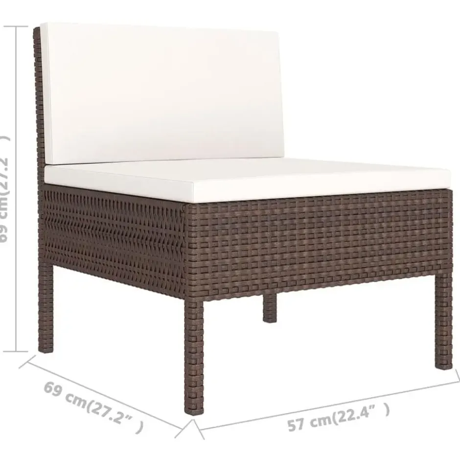 vidaXL - Loungeset - Bruin - Poly rattan - 6 stuks - Met kussens