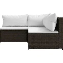 vidaXL - Loungeset - Bruin - Poly rattan - 3 stuks - Met kussens