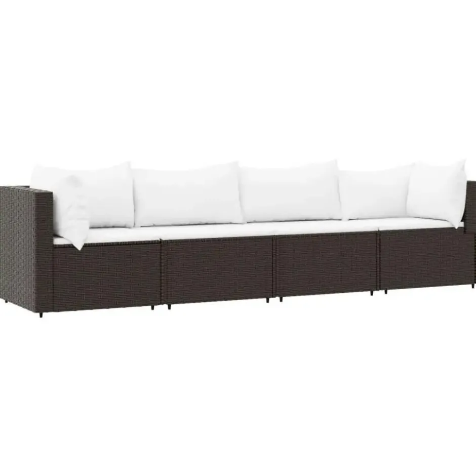 vidaXL - Loungeset - Bruin - Poly rattan - 4 stuks - Met kussens