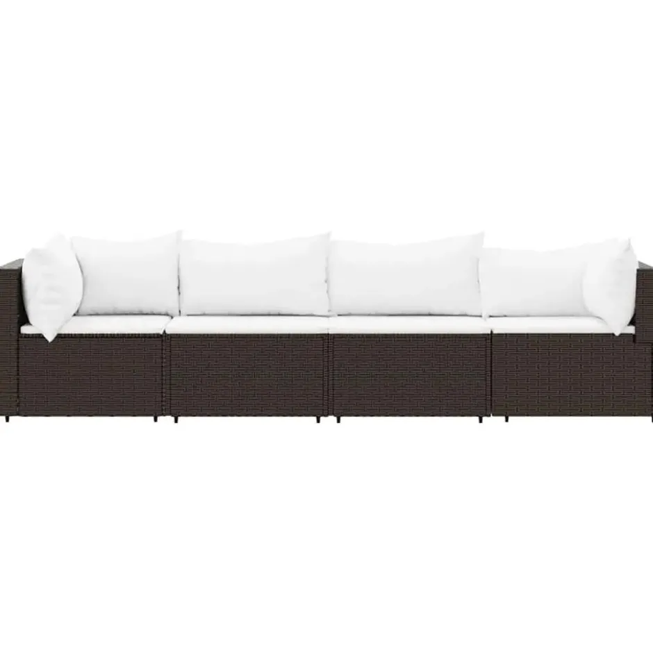 vidaXL - Loungeset - Bruin - Poly rattan - 4 stuks - Met kussens