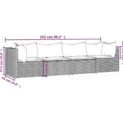 vidaXL - Loungeset - Bruin - Poly rattan - 4 stuks - Met kussens