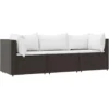 vidaXL - Loungeset - Bruin - Poly rattan - 3 stuks - Met kussens