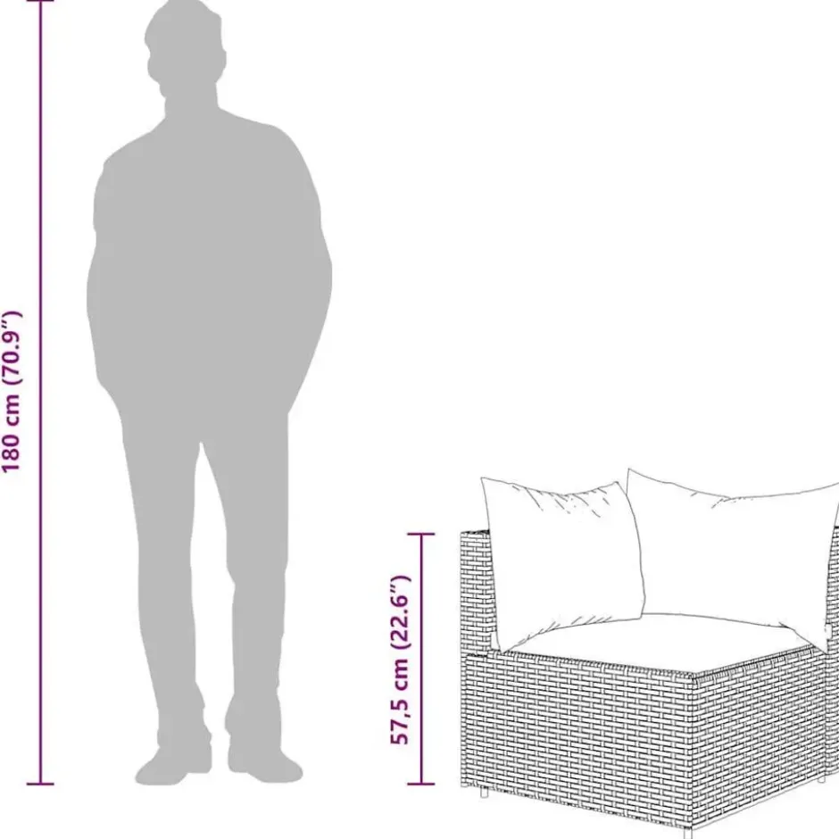 vidaXL - Loungeset - Bruin - Poly rattan - 3 stuks - Met kussens