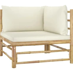 vidaXL - Loungeset - Crèmewitte - Bamboe - 5 stuks - Met kussens