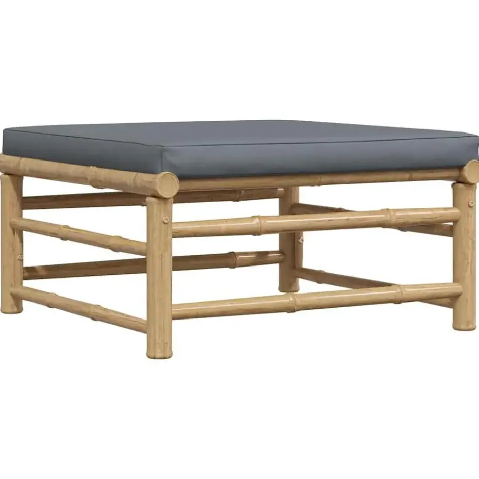 vidaXL - Loungeset - Donkergrijze - Bamboe - 3 stuks - Met kussens