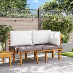vidaXL - Loungeset - Grijs - Acaciahout - 2 stuks - Met kussens