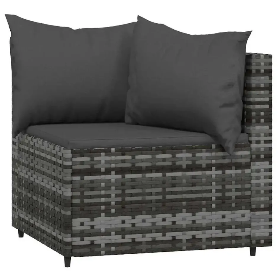 vidaXL - Loungeset - Grijs - Poly rattan - 3 stuks - Met kussens