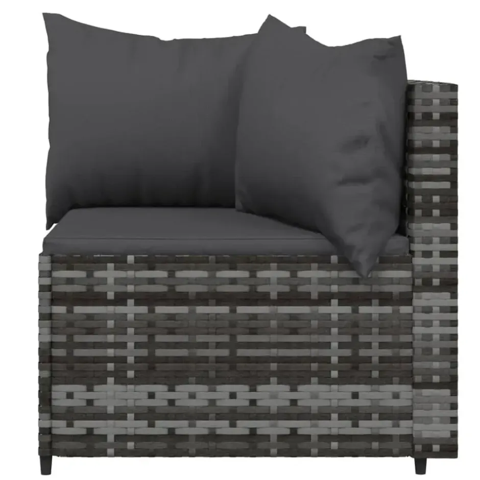 vidaXL - Loungeset - Grijs - Poly rattan - 3 stuks - Met kussens