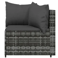 vidaXL - Loungeset - Grijs - Poly rattan - 3 stuks - Met kussens