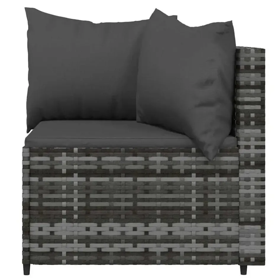 vidaXL - Loungeset - Grijs - Poly rattan - 3 stuks - Met kussens