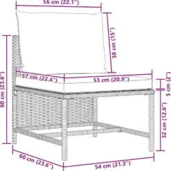 vidaXL - Loungeset - Grijs - Poly rattan - 3 stuks - Met kussens