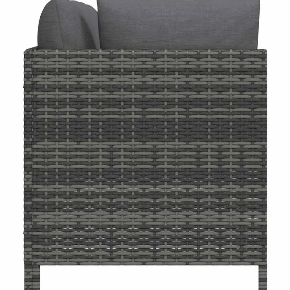 vidaXL - Loungeset - Grijs - Poly rattan - 3 stuks - Met kussens