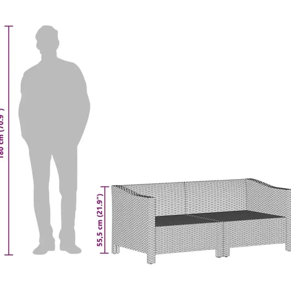 vidaXL - Loungeset - Grijs - Poly rattan - 4 stuks - Met kussens