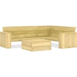 vidaXL - Loungeset Voor De Tuin - Bruin - Geïmpregneerd grenenhout