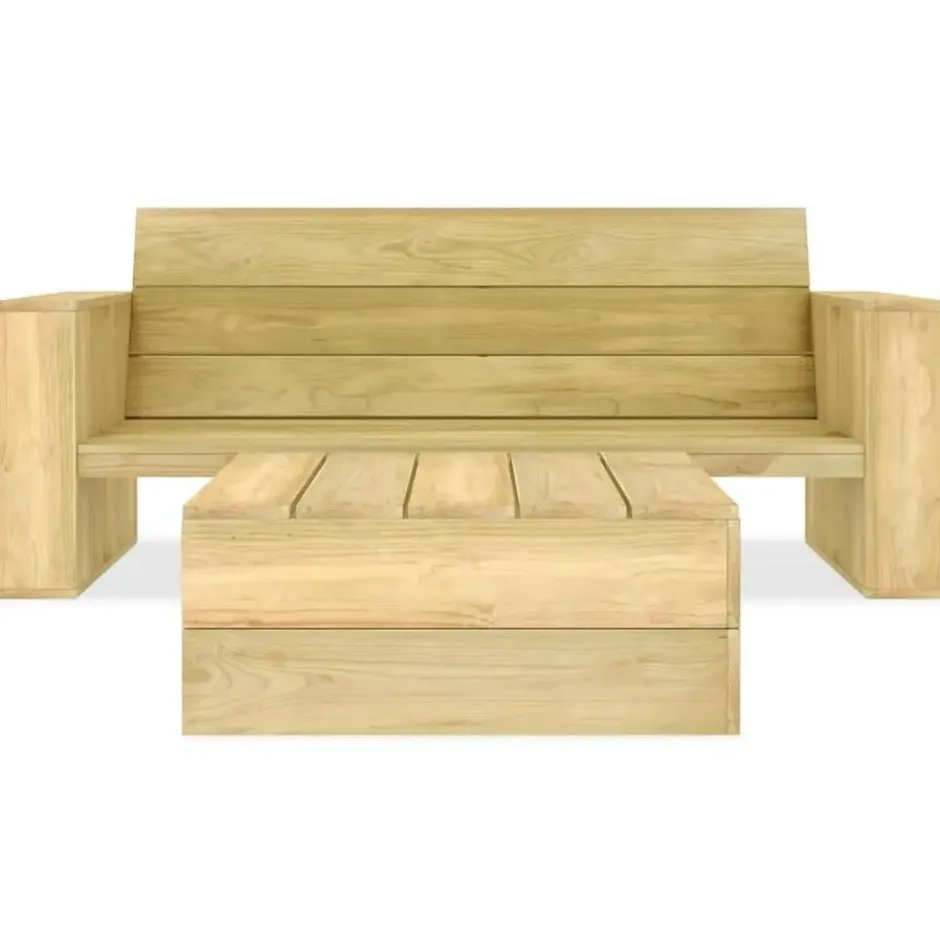 vidaXL - Loungeset Voor De Tuin - Bruin - Geïmpregneerd grenenhout