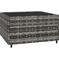 vidaXL - loungeset voor 3 met kussens grijs poly rattan 4 stuks
