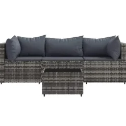 vidaXL - loungeset voor 3 met kussens grijs poly rattan 4 stuks