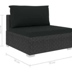 vidaXL - loungeset voor 3 met kussens zwart polyrattan 4 stuks
