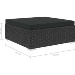 vidaXL - loungeset voor 3 met kussens zwart polyrattan 4 stuks