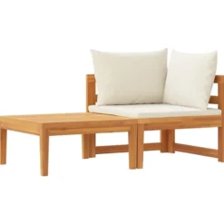 vidaXL - Loungeset - Wit - Acaciahout - 2 stuks - Met kussens