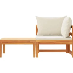vidaXL - Loungeset - Wit - Acaciahout - 2 stuks - Met kussens