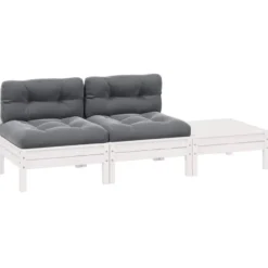vidaXL - Loungeset - Wit - Grenenhout - 3 stuks - Met kussens