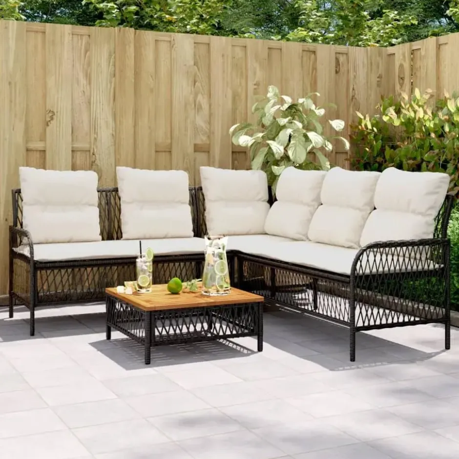 vidaXL - Loungeset - Zwart - Poly rattan