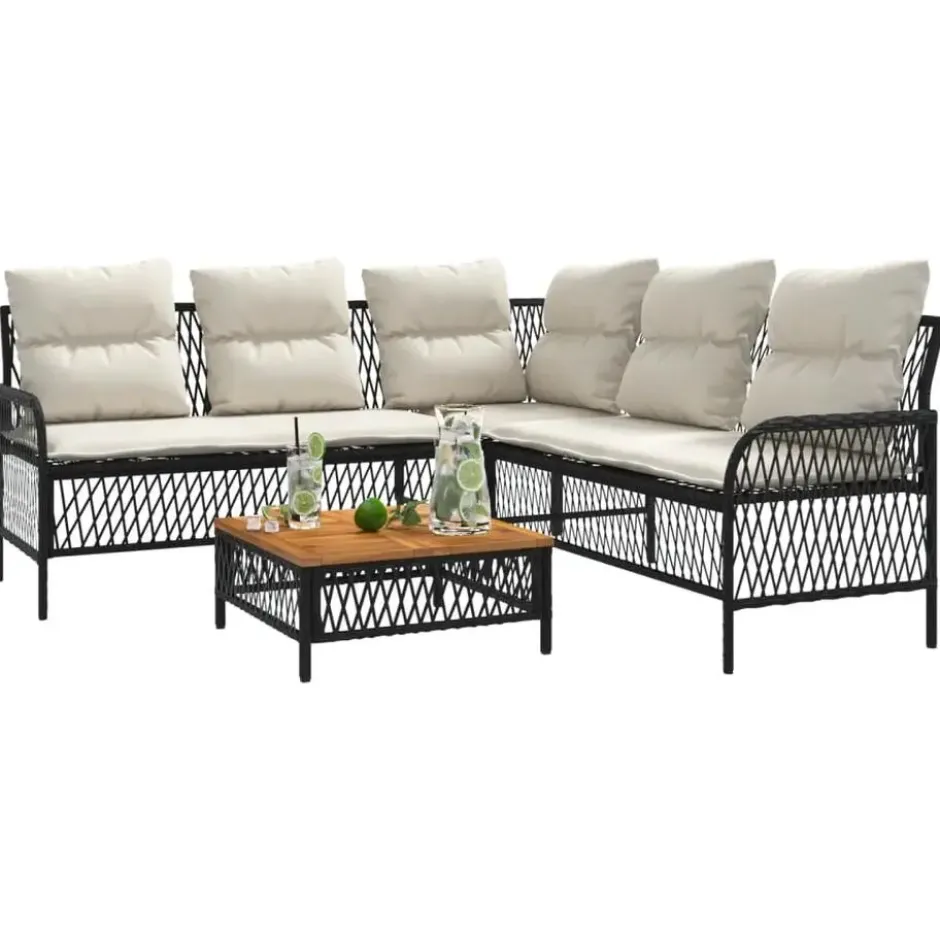 vidaXL - Loungeset - Zwart - Poly rattan