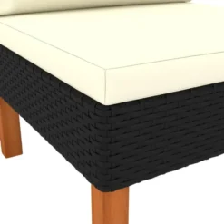 vidaXL - Loungeset - Zwart - Poly rattan en massief eucalyptushout - 3 stuks