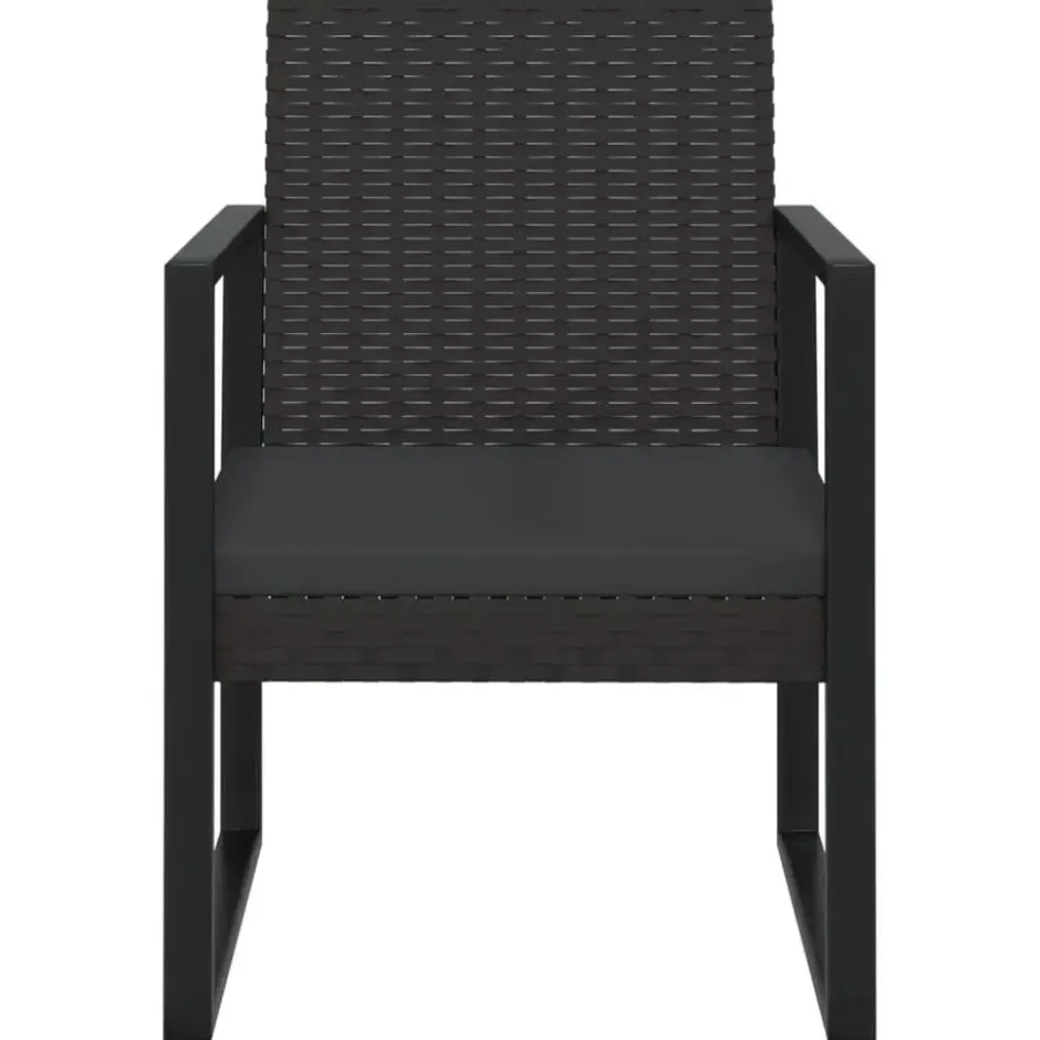 vidaXL - Loungeset - Zwart - Poly rattan - 3 stuks - Met kussens